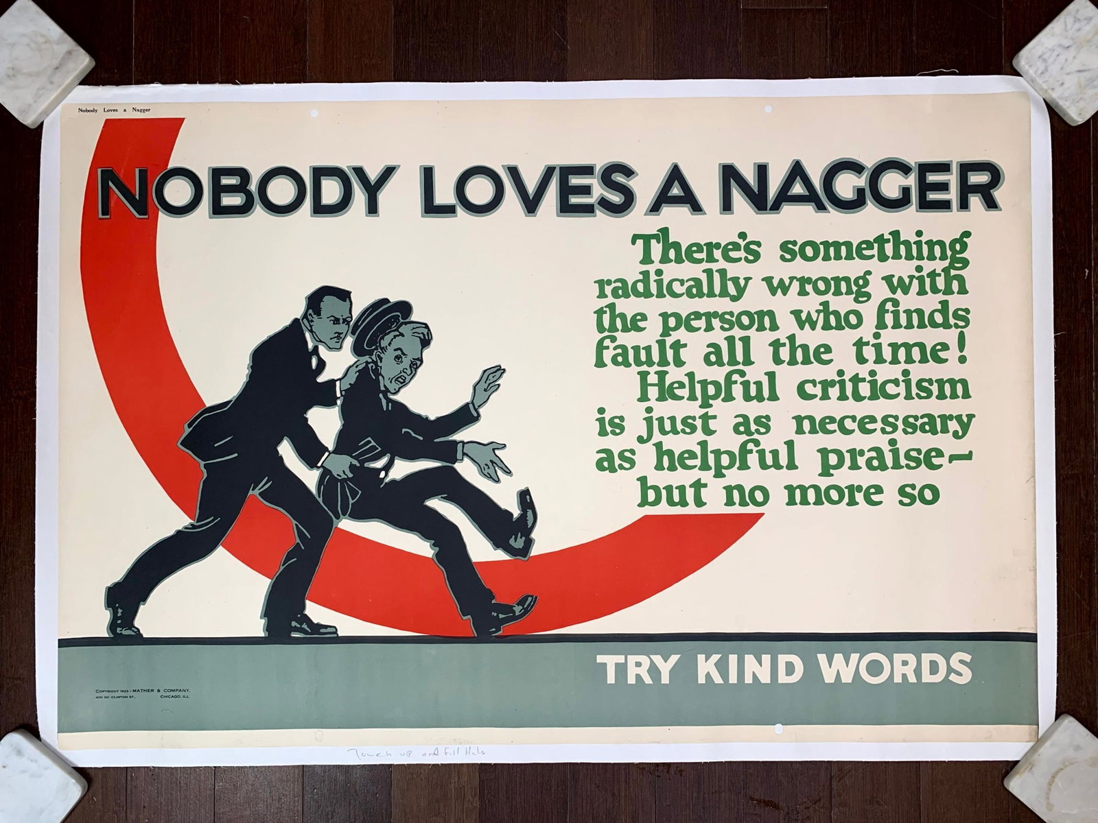 Nobody Loves A Nagger - Art by Willard Frederic Elmes (1923) 28"X47" US Mather Poster LB (1 of 6)
