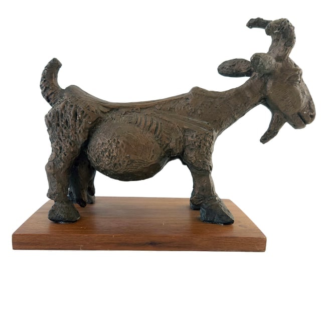 Pablo Picasso "She Goat" Sculpture by Austin Production 1960's: Title: Pablo Picasso "She Goat" Sculpture by Austin Production 1960's Description: 1960s after Pablo Picasso's Bronzed the She Goat. Featuring crafted plaster with metallic bronze paint / glaze on