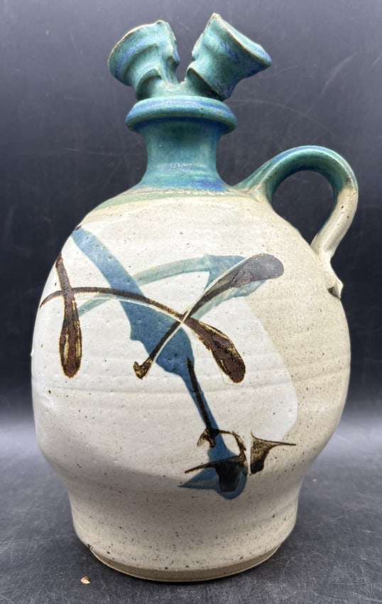 Signed Art Pottery Jug with stopper - 3