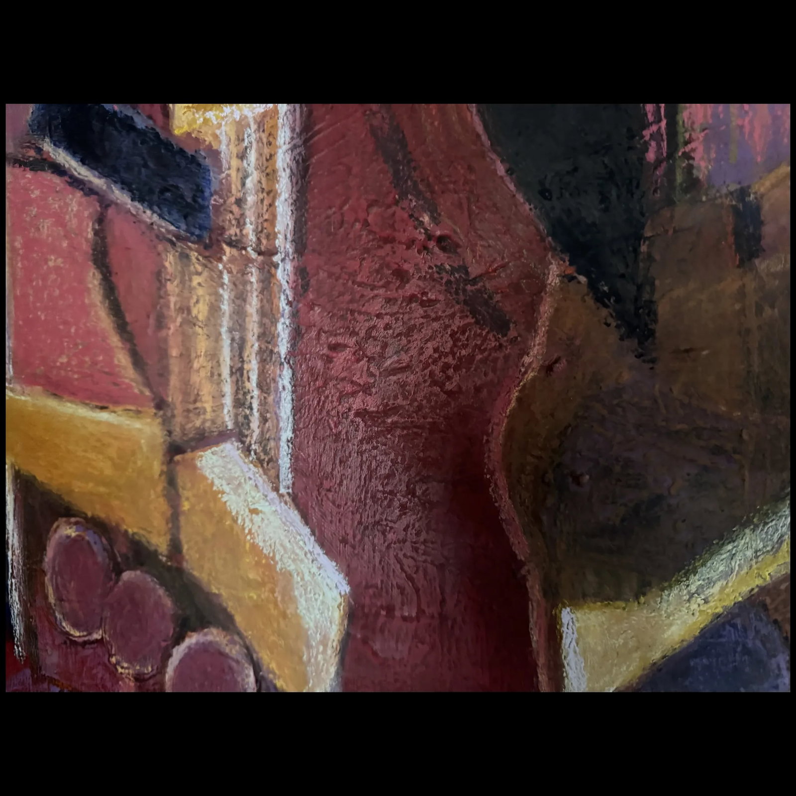 Vintage Mid century original expressionist Pastel Painting - 10