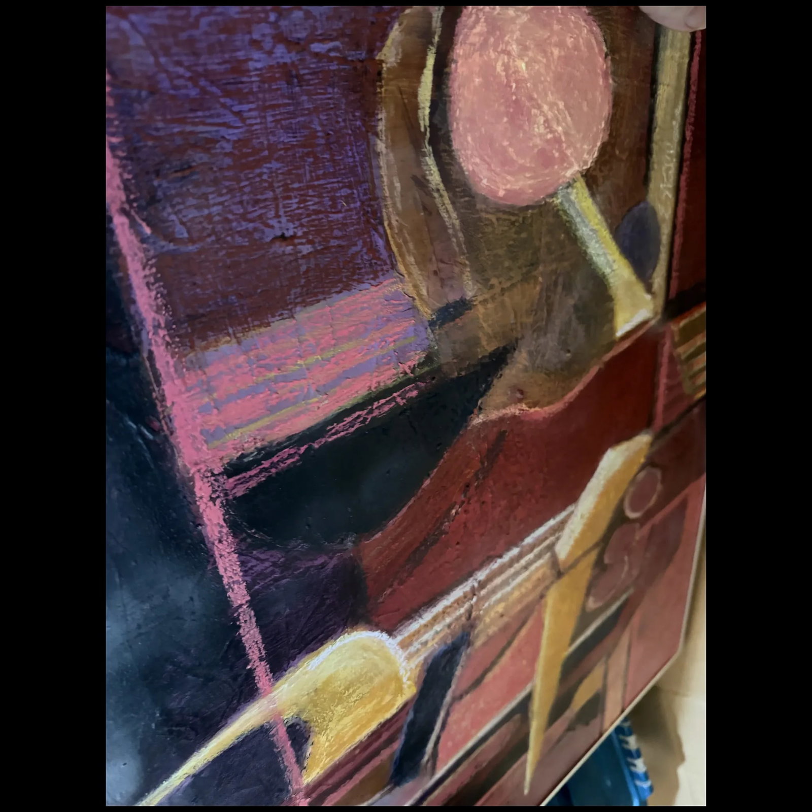 Vintage Mid century original expressionist Pastel Painting - 4