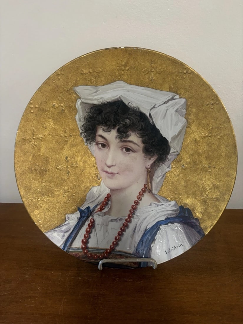 French Montereau B & Cie Portrait Of A Woman Charger: It measures 13 1/4" and is artist signed and marked. It has a little paint wear on the rim. Otherwise it has no other issues Shipping: Domestic: Flat-rate of $20.00 to anywhere within the contiguous U