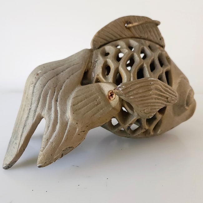Cast Iron Fish Lantern Candle Holder Japanese Garden Decor - 4