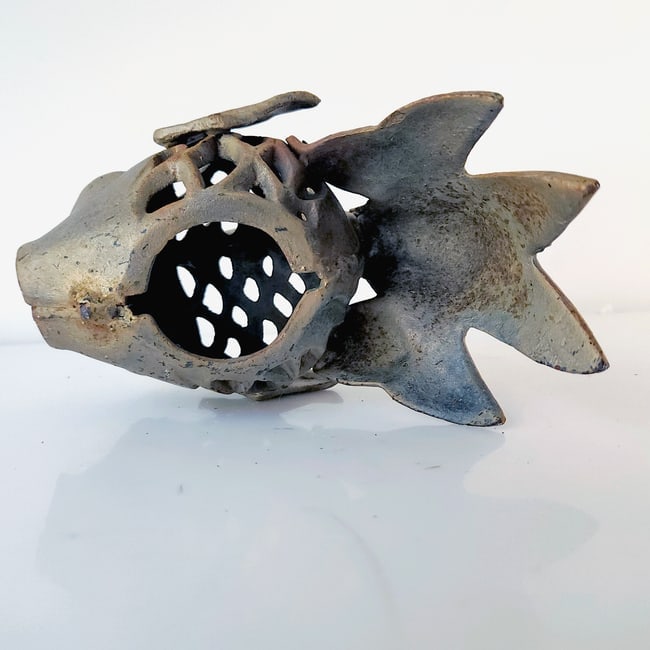 Cast Iron Fish Lantern Candle Holder Japanese Garden Decor - 7