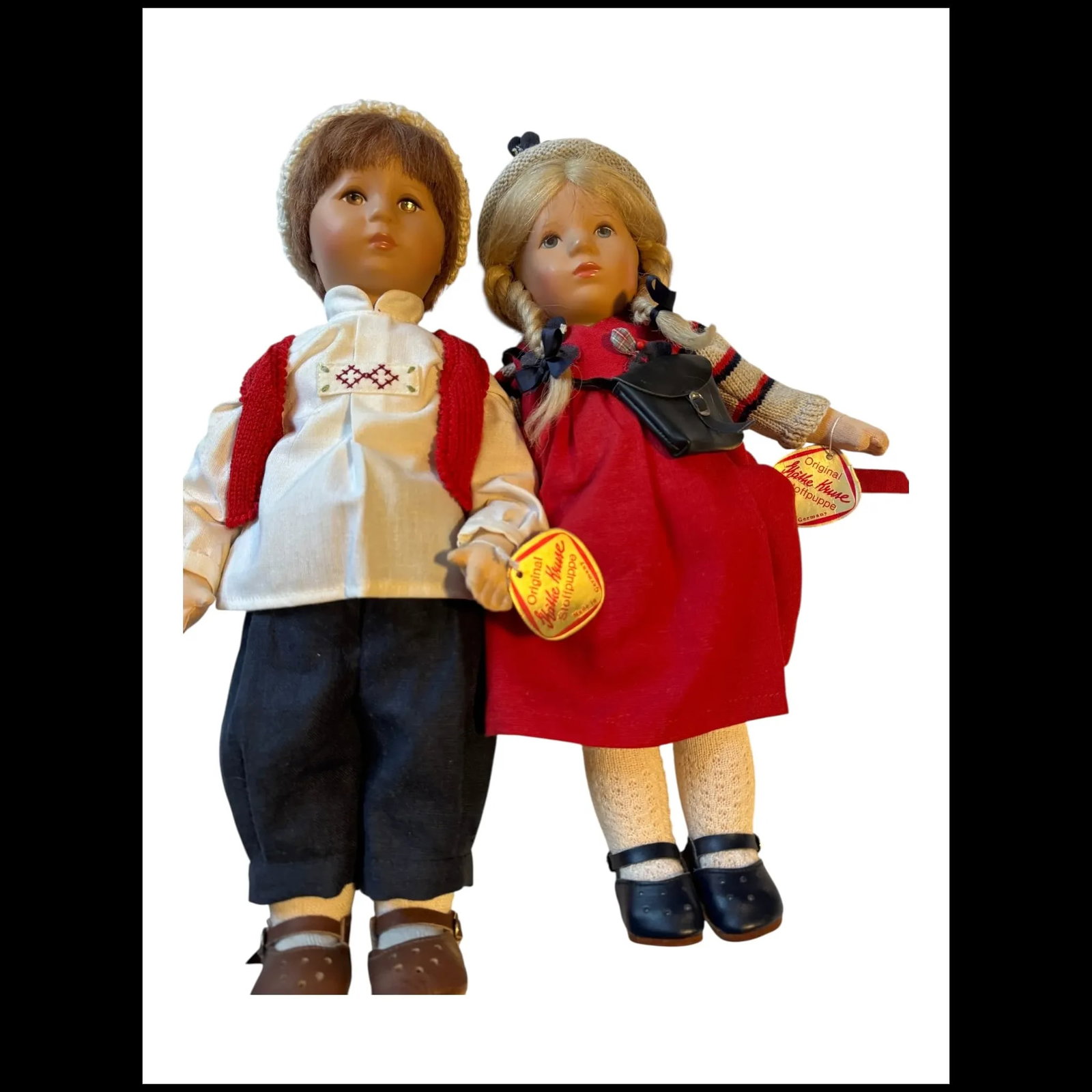 Vintage Katie Kruse Boy Girl Pair original clothing 14/15" signed feet - 11