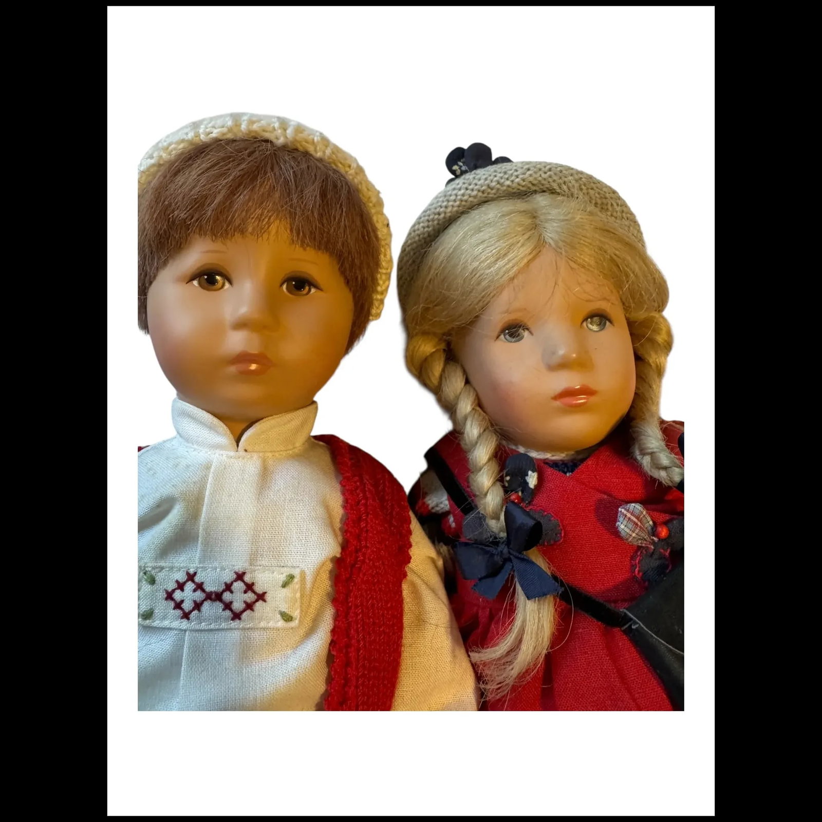Vintage Katie Kruse Boy Girl Pair original clothing 14/15" signed feet - 2