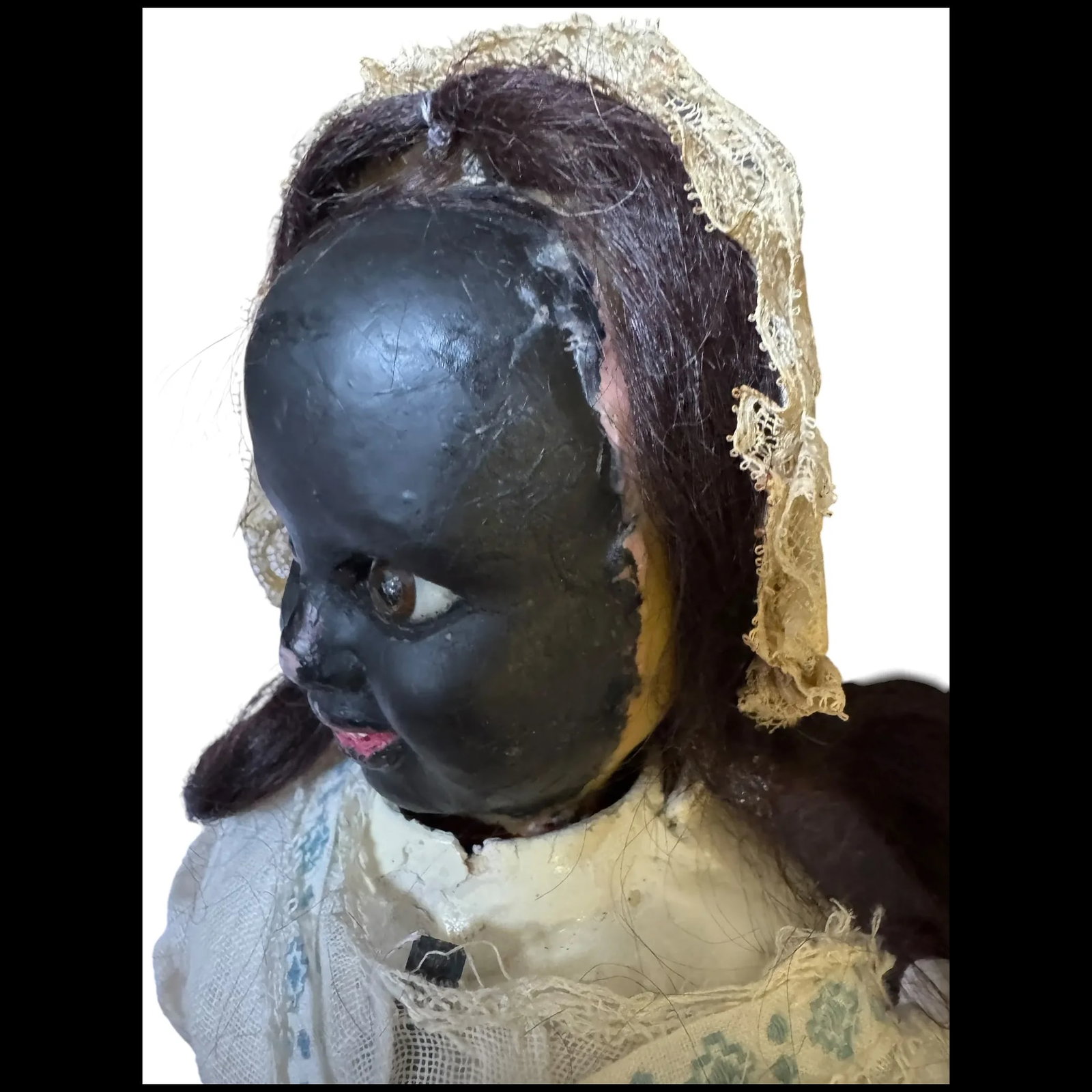 Fritz Bartenstein Two Face Antique primitive Wax Doll - 11
