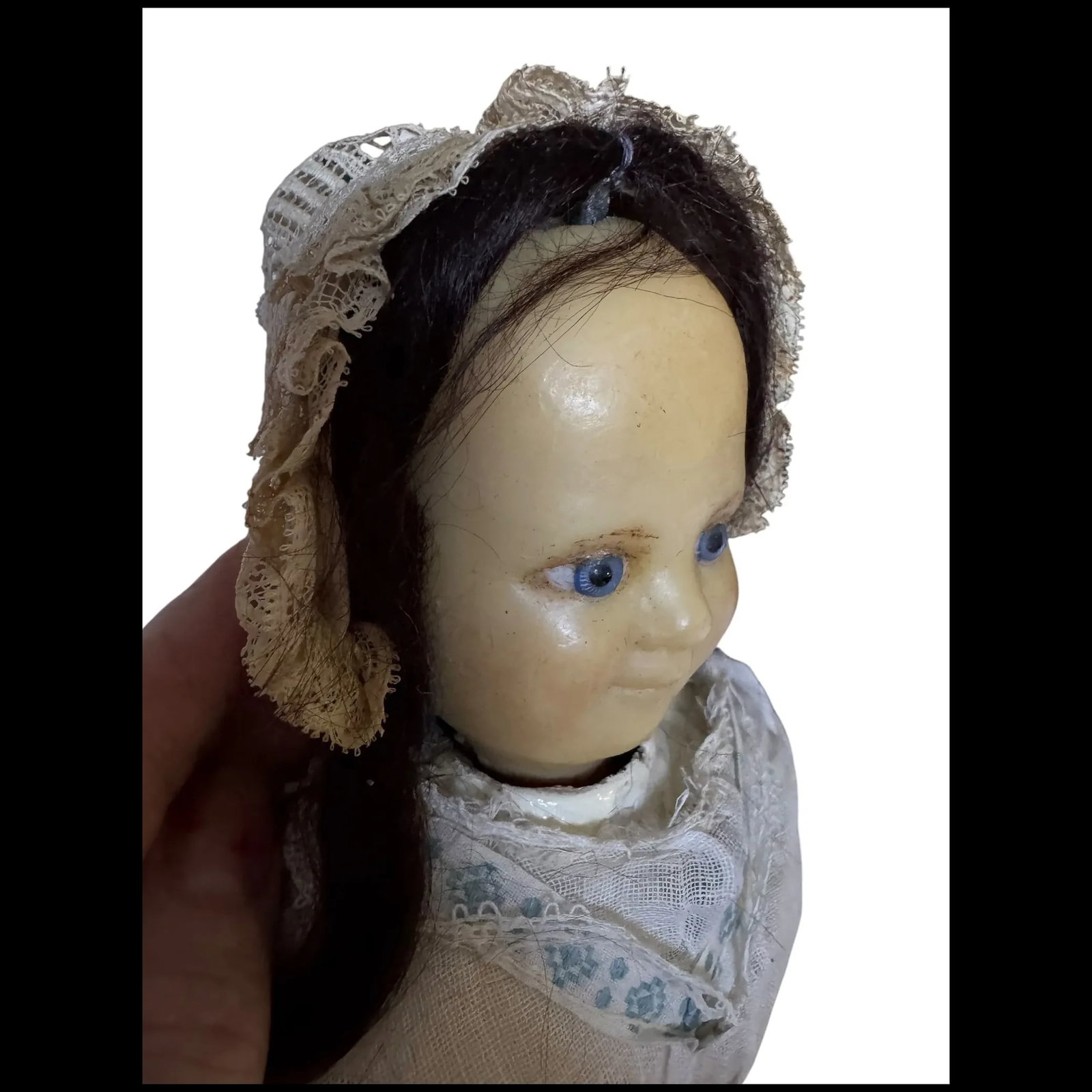 Fritz Bartenstein Two Face Antique primitive Wax Doll - 12