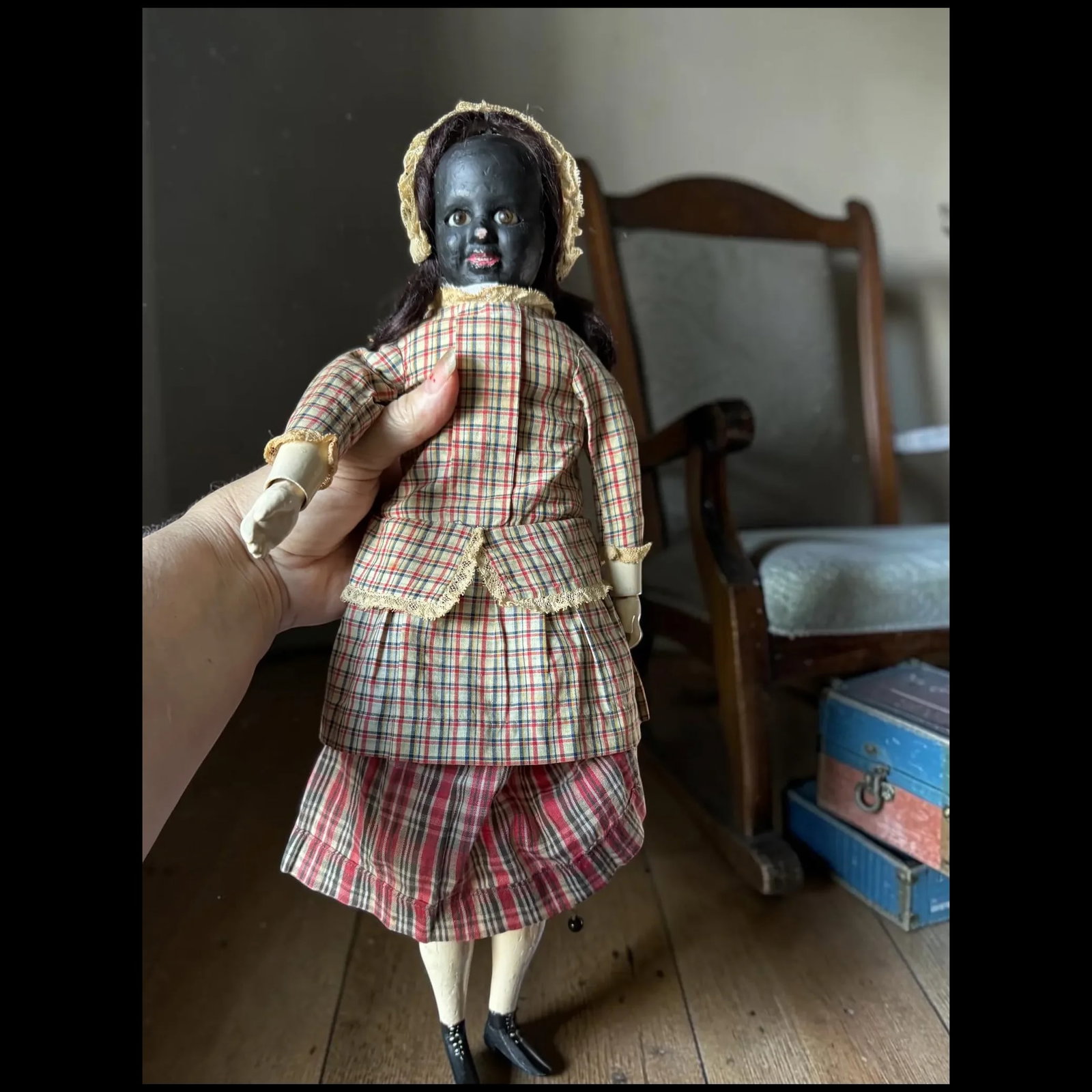 Fritz Bartenstein Two Face Antique primitive Wax Doll - 4