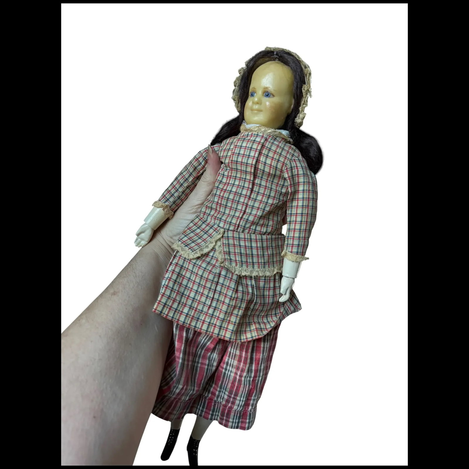 Fritz Bartenstein Two Face Antique primitive Wax Doll - 5