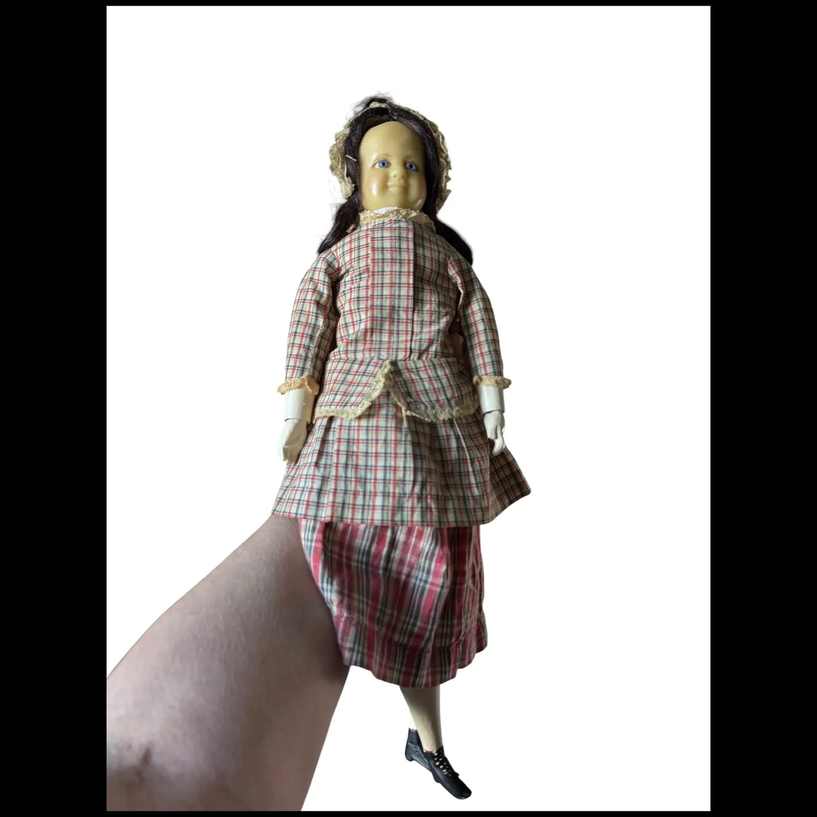 Fritz Bartenstein Two Face Antique primitive Wax Doll - 7