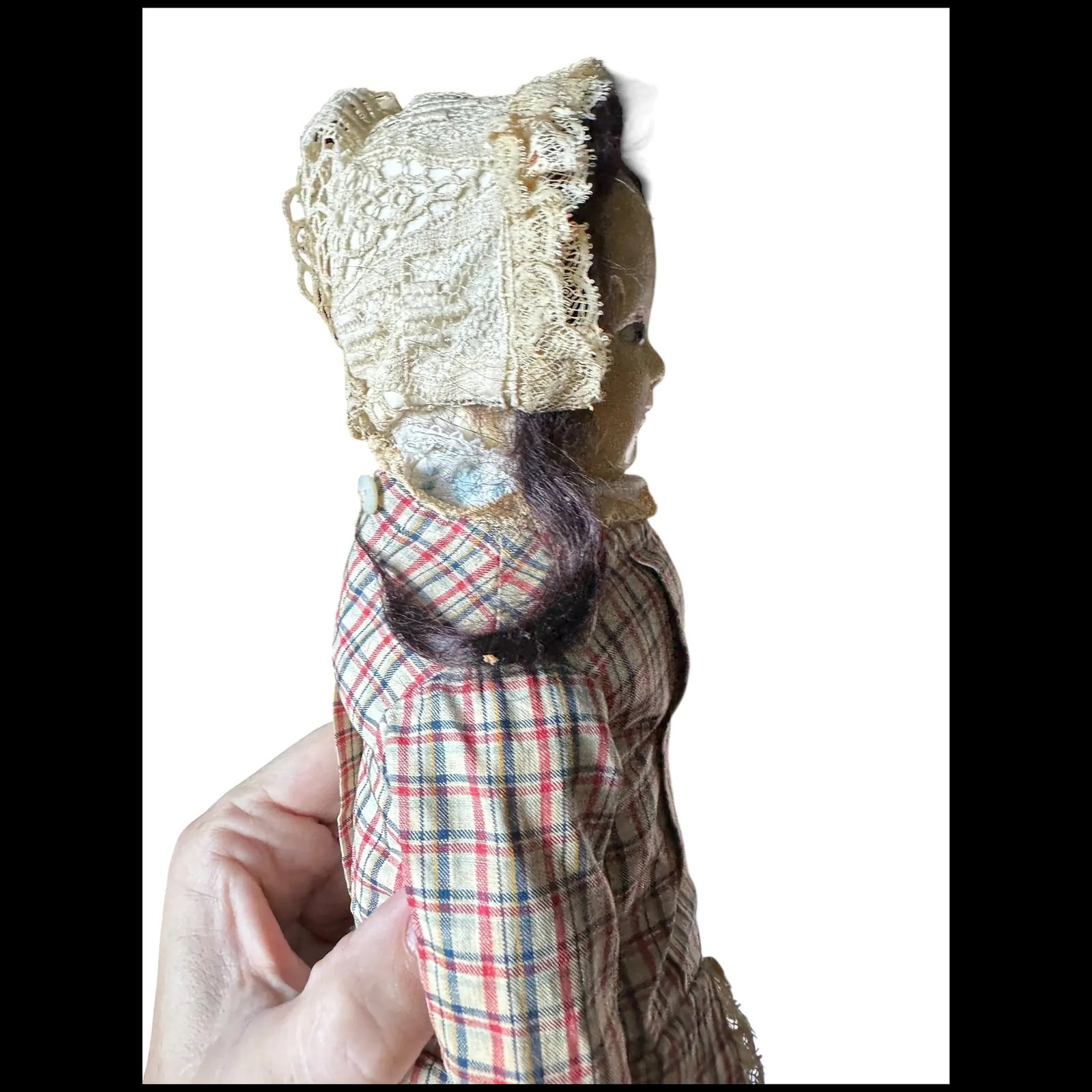 Fritz Bartenstein Two Face Antique primitive Wax Doll - 8