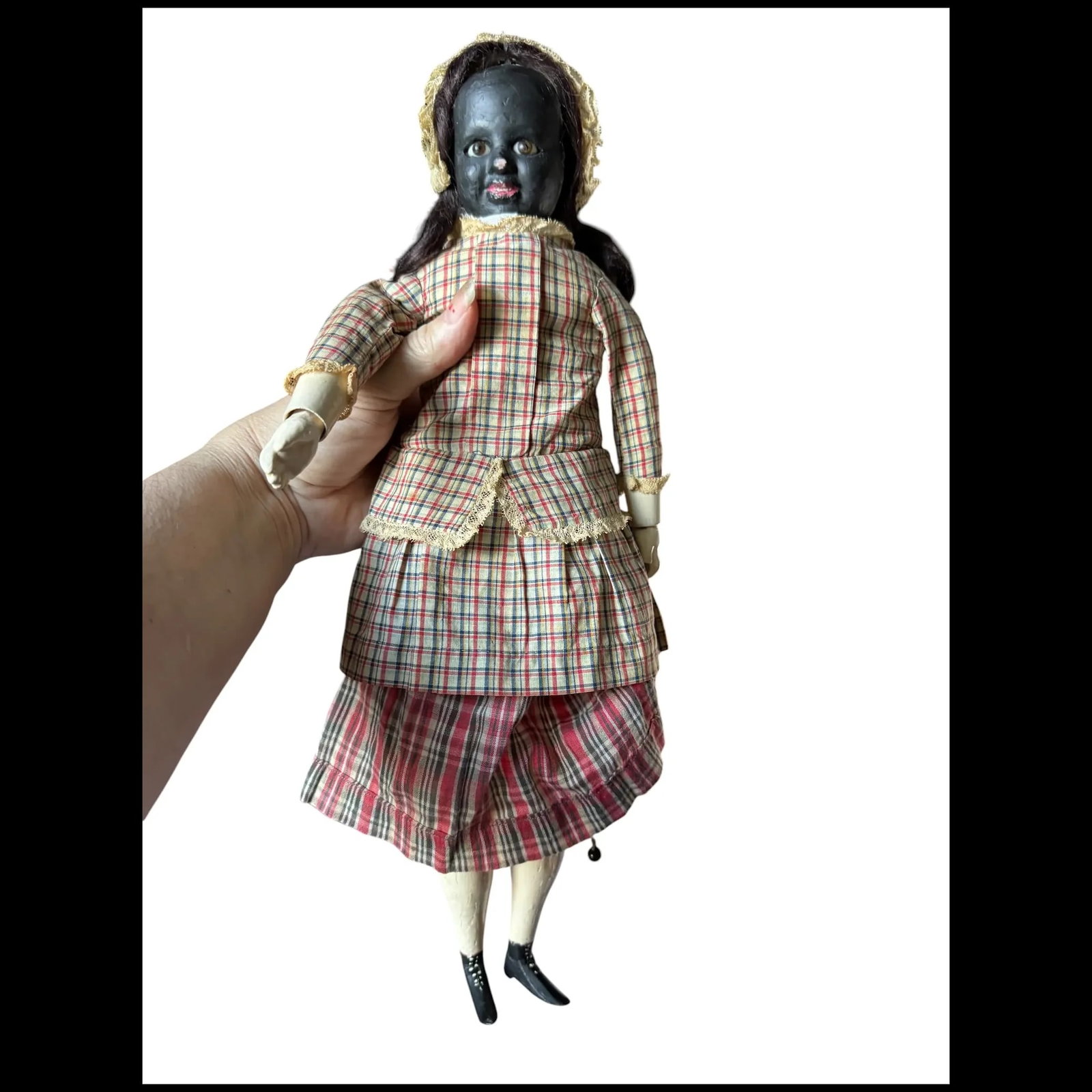 Fritz Bartenstein Two Face Antique primitive Wax Doll - 9