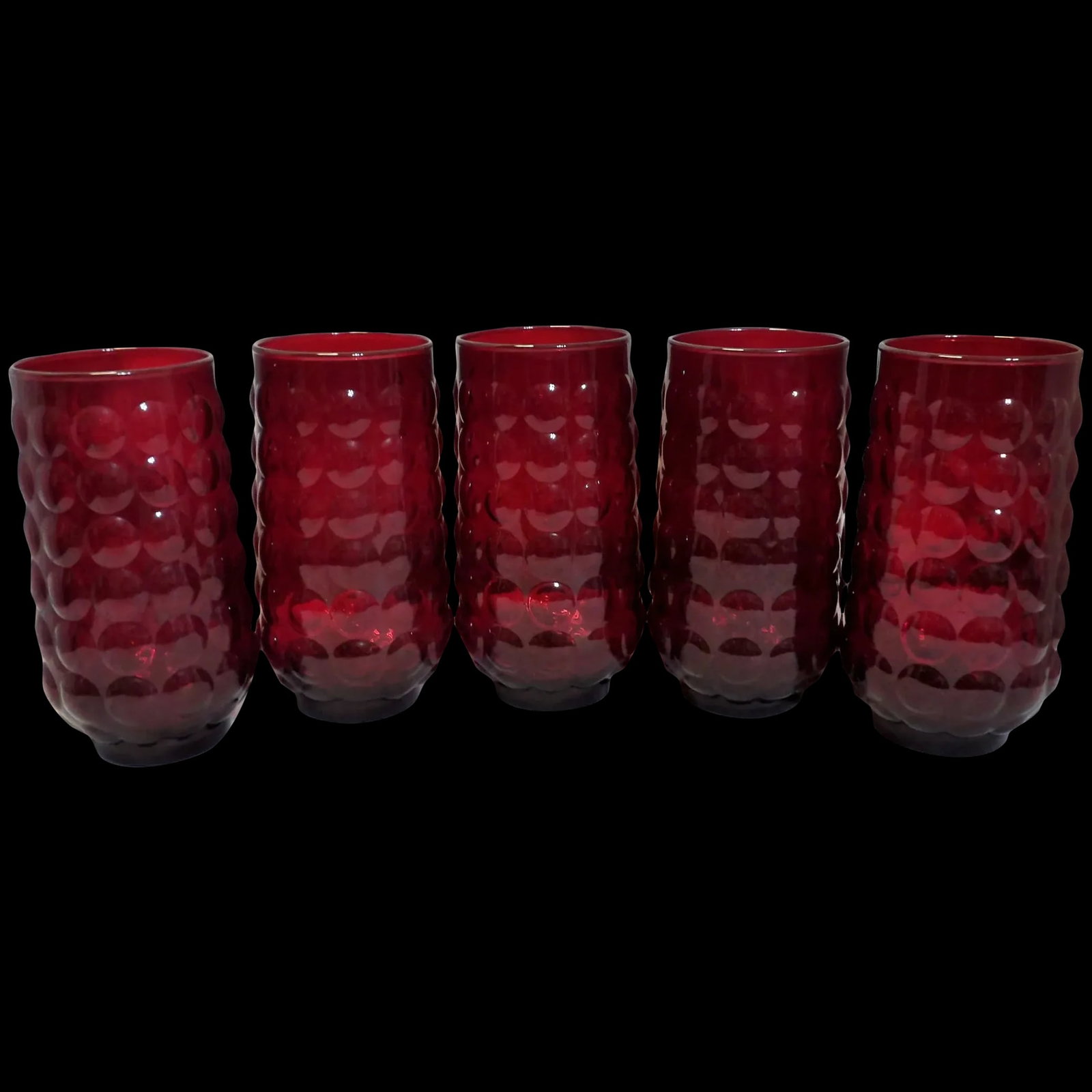 Rare Anchor Hocking Royal Ruby Bubble 16 oz. Lemonade Tumblers (1 of 6)
