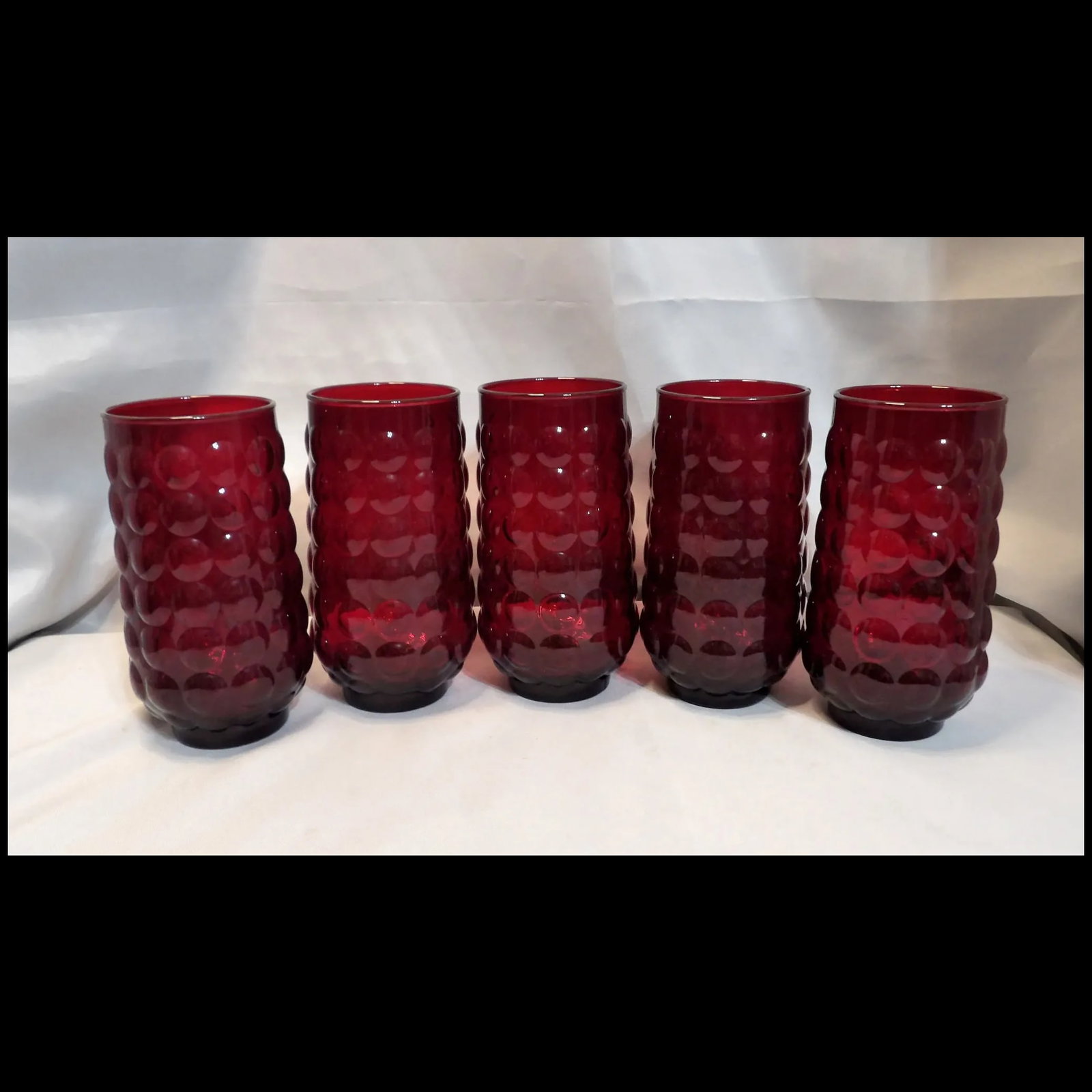 Rare Anchor Hocking Royal Ruby Bubble 16 oz. Lemonade Tumblers - 2