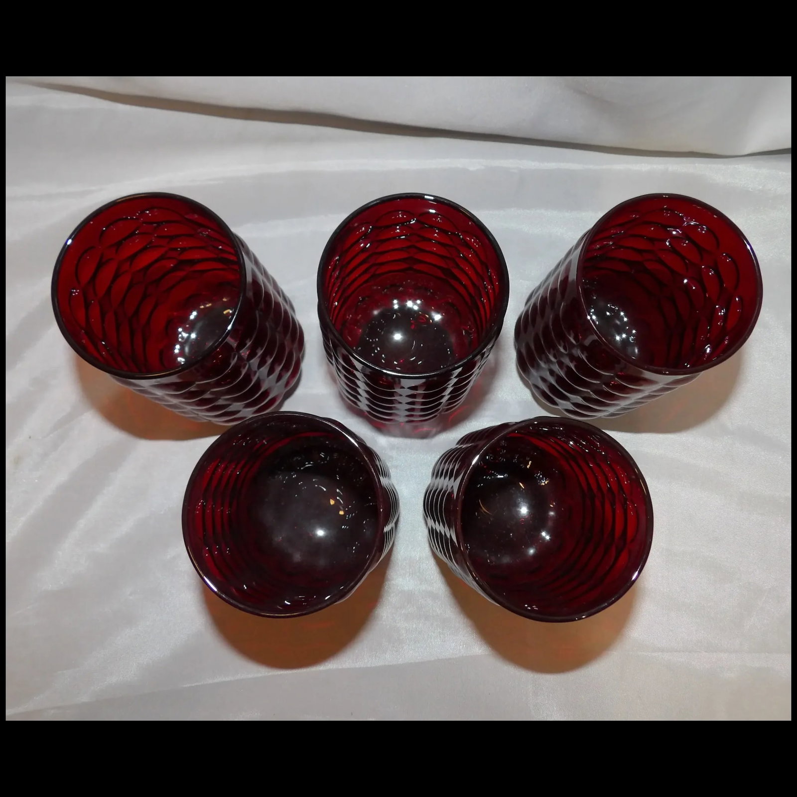 Rare Anchor Hocking Royal Ruby Bubble 16 oz. Lemonade Tumblers - 4
