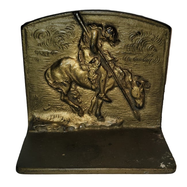 Vintage Bronzed Cast Iron End of the Trail Bookends - 2