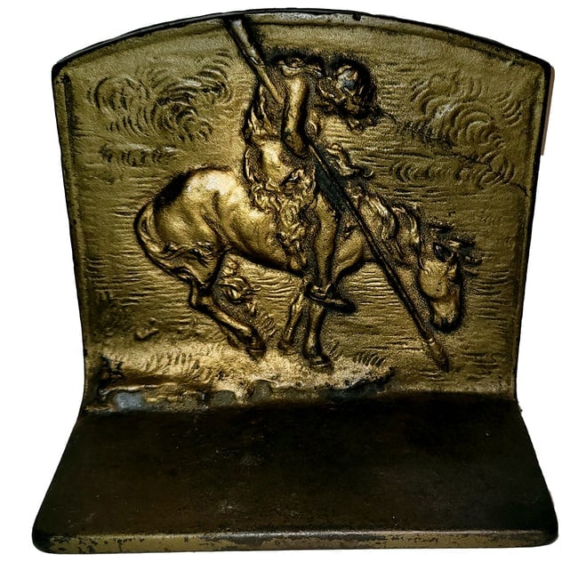 Vintage Bronzed Cast Iron End of the Trail Bookends - 3