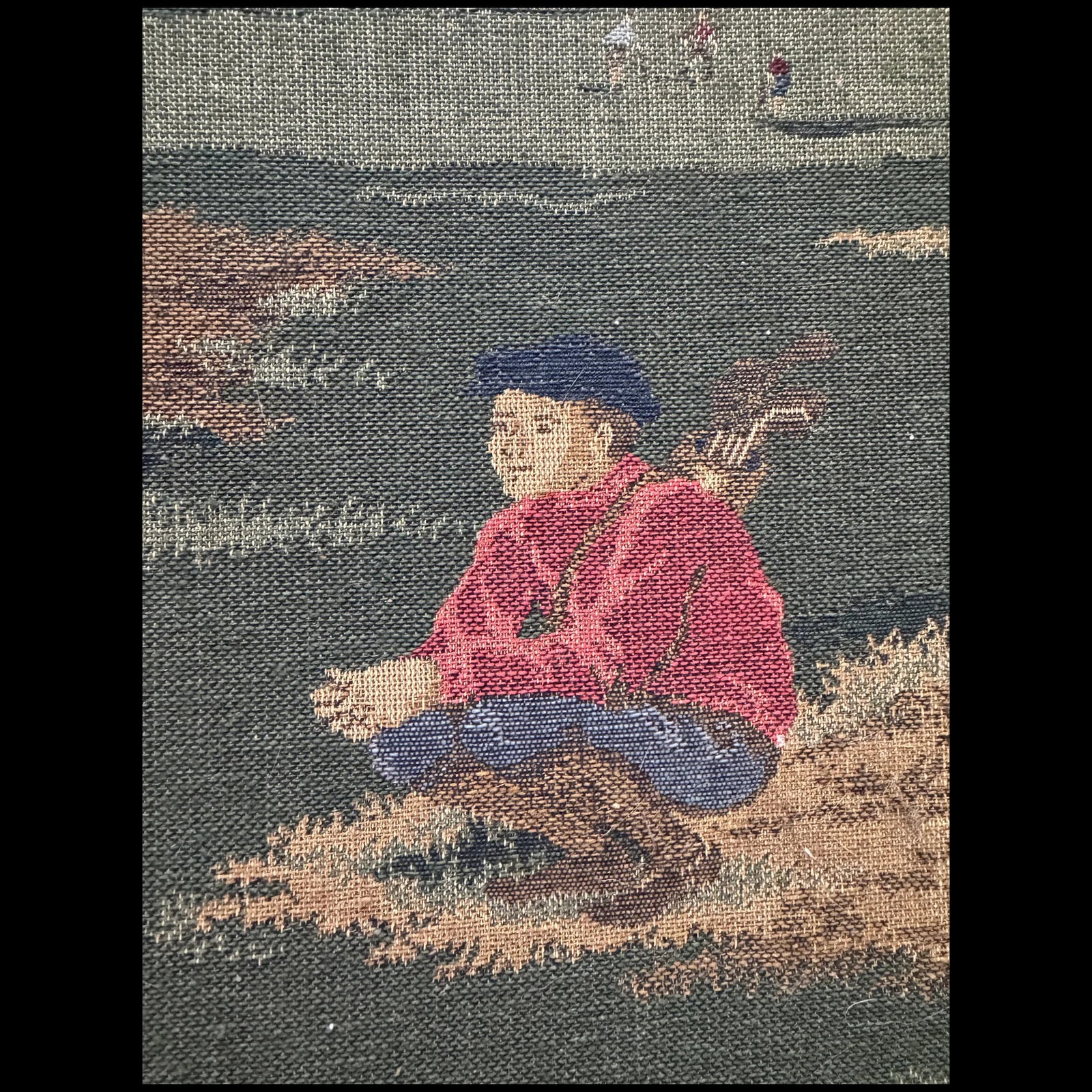Vintage tapestry depicting a golf scene in Scotland Library pc - 2