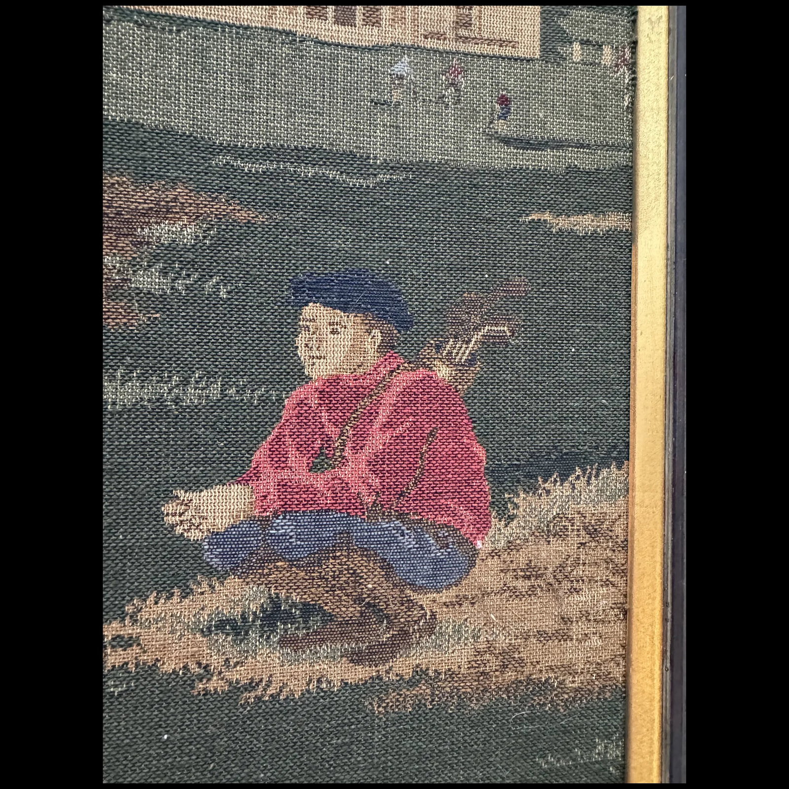 Vintage tapestry depicting a golf scene in Scotland Library pc - 6
