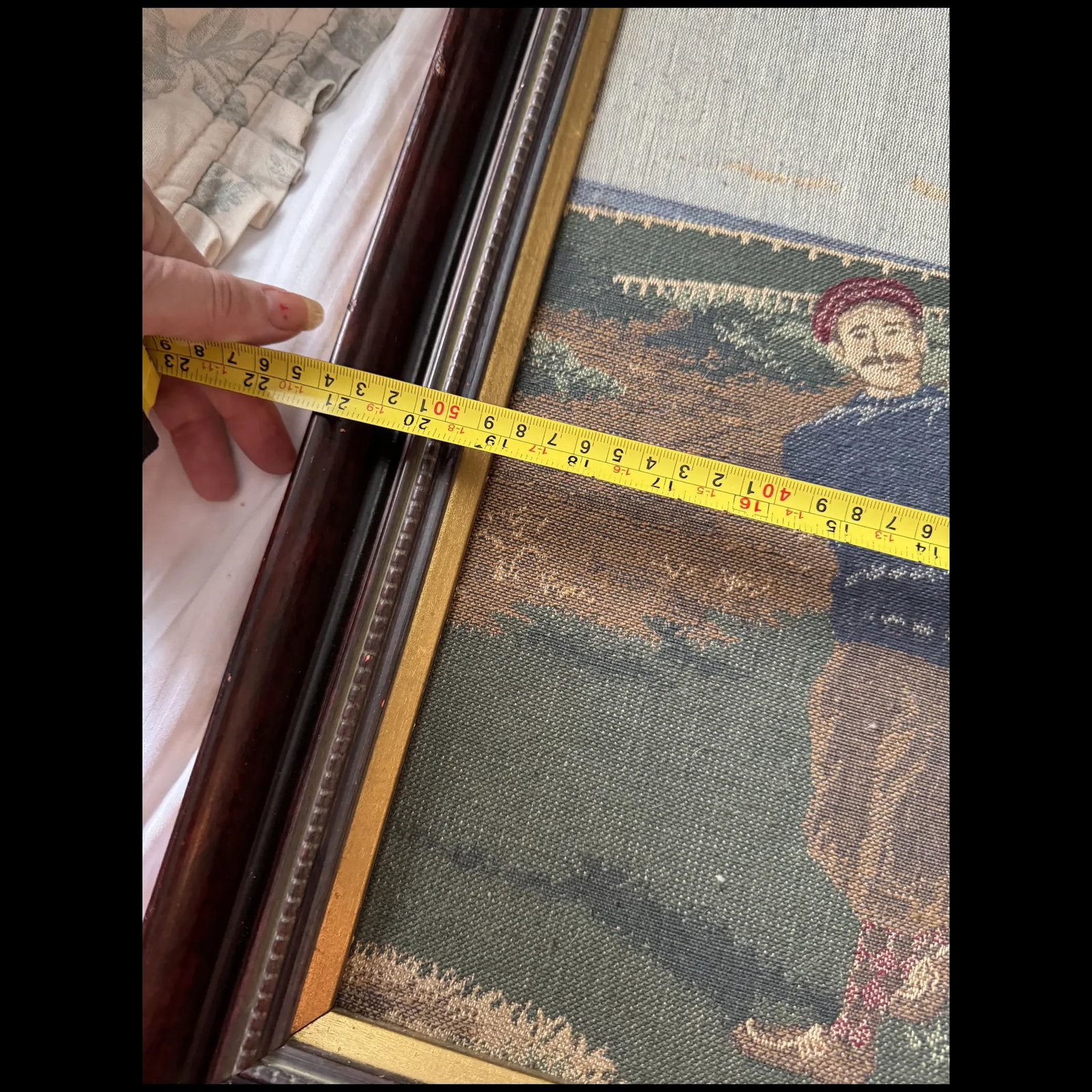 Vintage tapestry depicting a golf scene in Scotland Library pc - 8