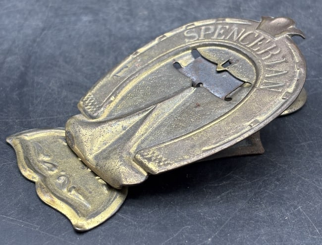 Vintage Brass Die Cut ADVERTISING SPENCERIAN PENS Paper Desk Clip (1 of 7)