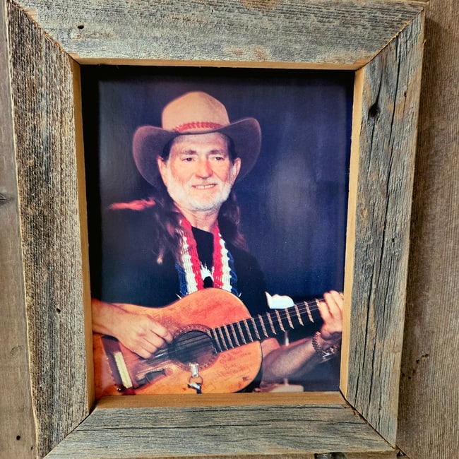 Framed Willie Nelson Promo Photo in Barn Wood Frame - 3