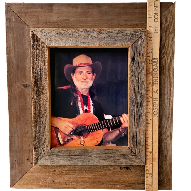 Framed Willie Nelson Promo Photo in Barn Wood Frame - 4