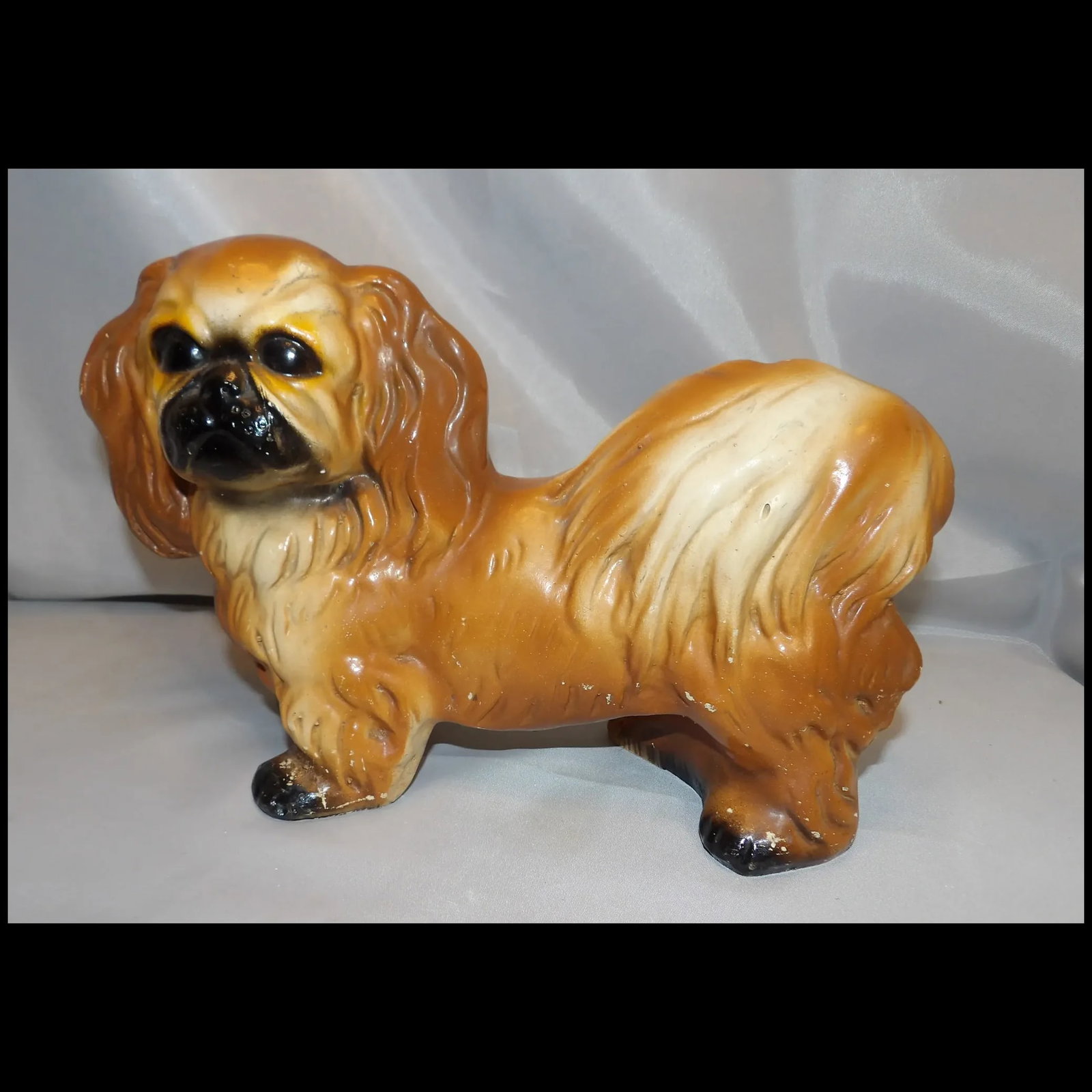 Vintage Chalkware Pekingese Dog - 2