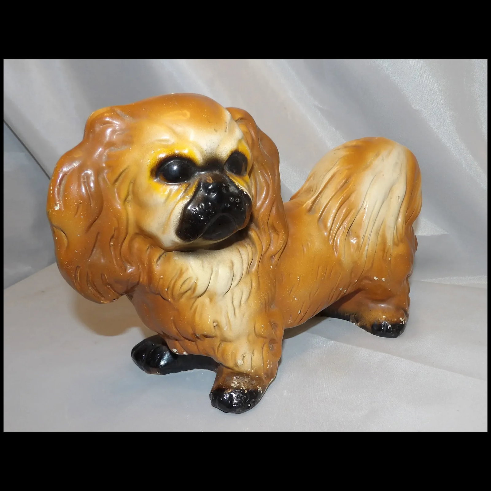 Vintage Chalkware Pekingese Dog - 3