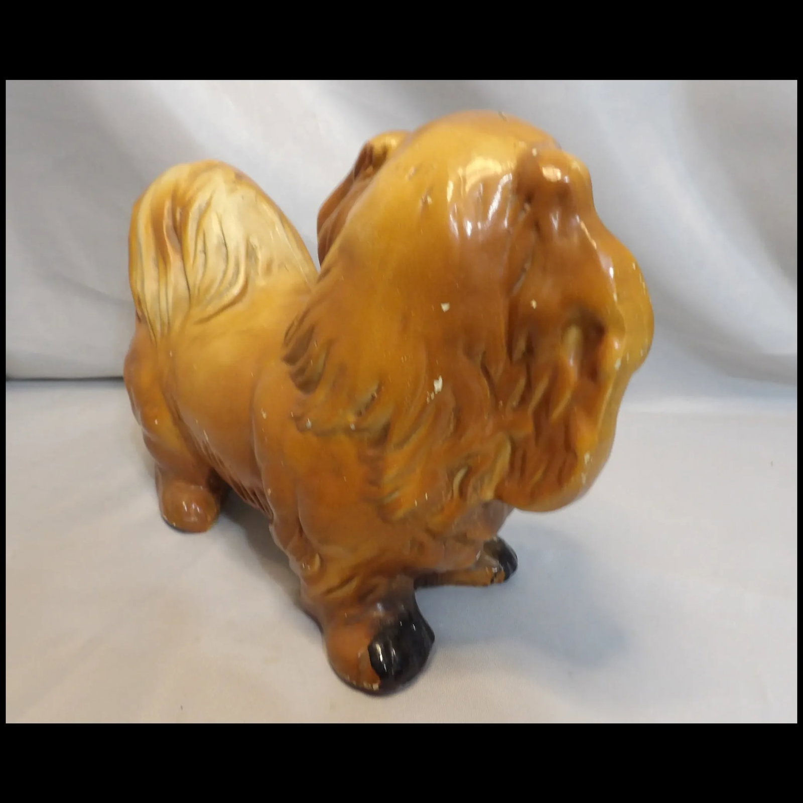 Vintage Chalkware Pekingese Dog - 4