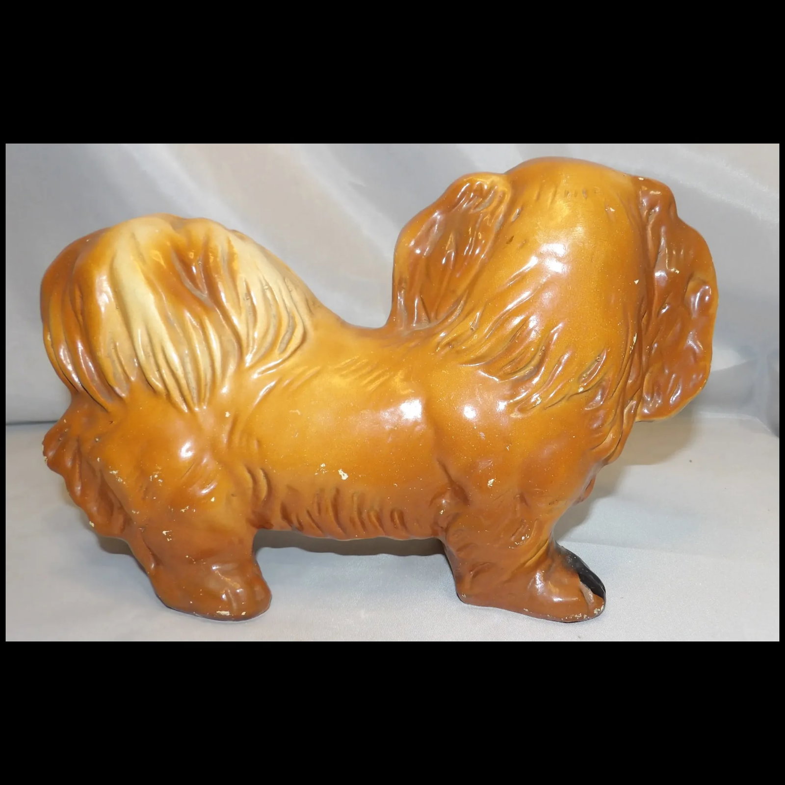 Vintage Chalkware Pekingese Dog - 5