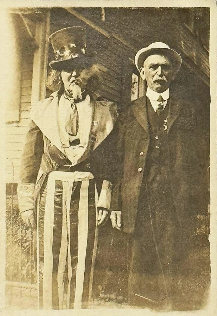 Originall Patriotic Photograph Uncle Sam Smoking a Cigar: Original photograph of a man dressed smartly as Uncle Sam smoking a cigar. He looks like the role was made for him. Photo is in good shape - please see the images. Photograph is 3.25" high x 2.25"