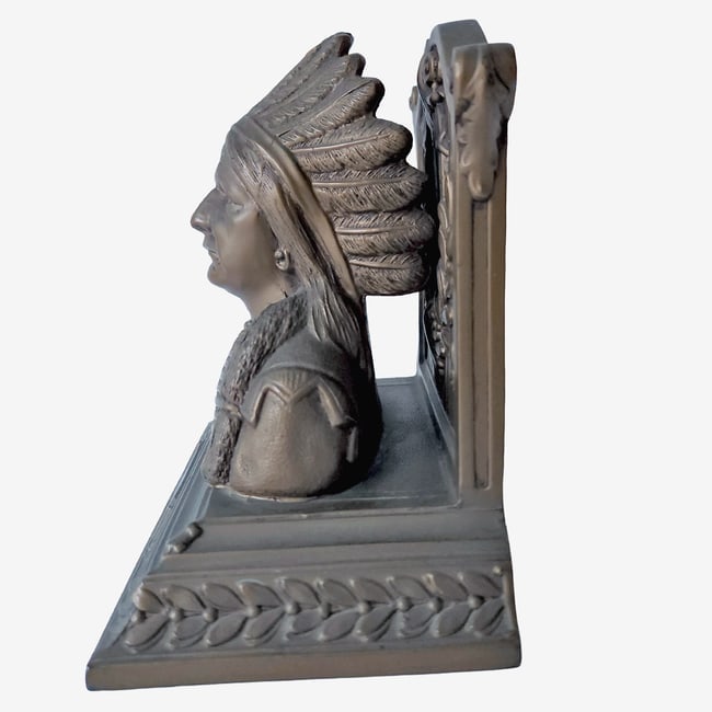 Native American Chief Bookend Doorstop Bronze Bust - 2
