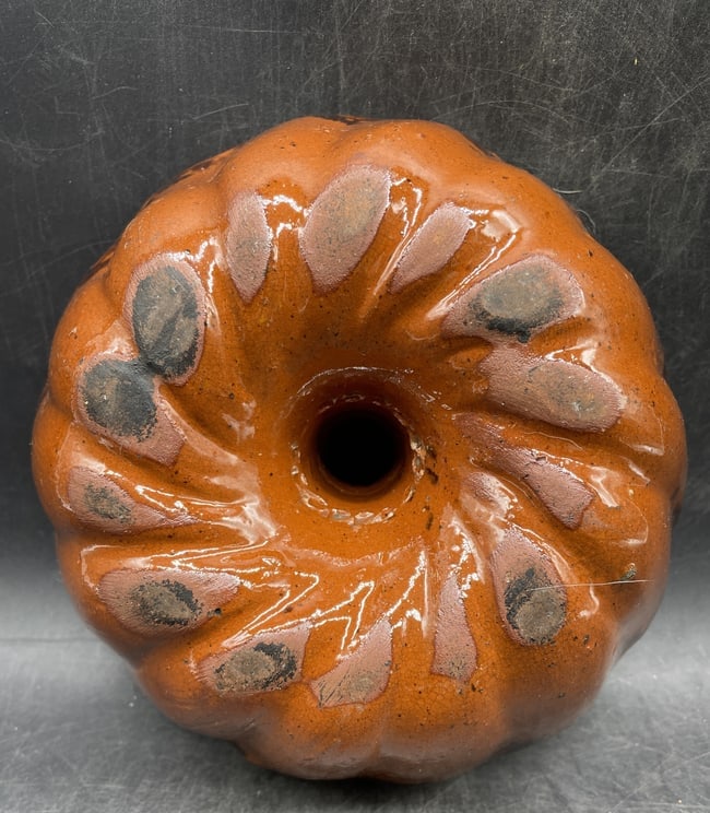 Turks Head Mold Redware Glazed Cake Pudding Mold - 4