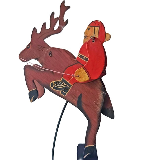 Wooden Pendulum Balance Toy - Santa Claus Riding a Reindeer - 2