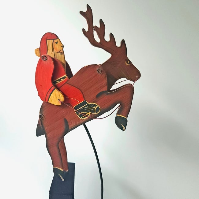 Wooden Pendulum Balance Toy - Santa Claus Riding a Reindeer - 4