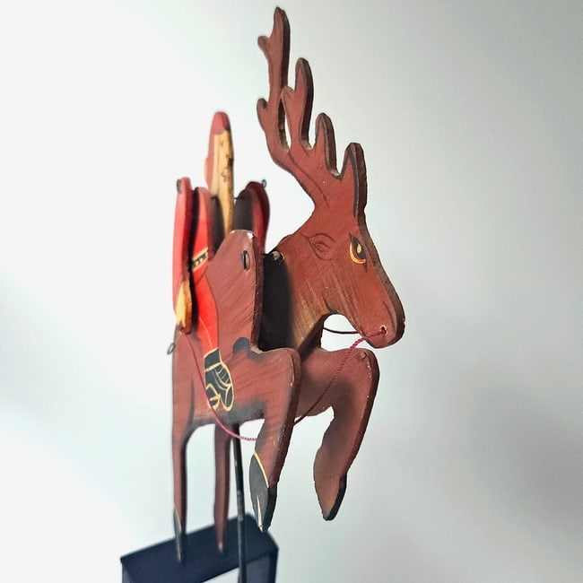 Wooden Pendulum Balance Toy - Santa Claus Riding a Reindeer - 6