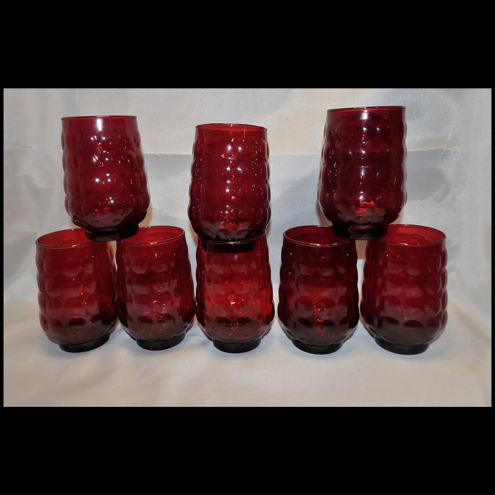 Anchor Hocking Ruby Red Bubble Ice Tea Glasses - 3