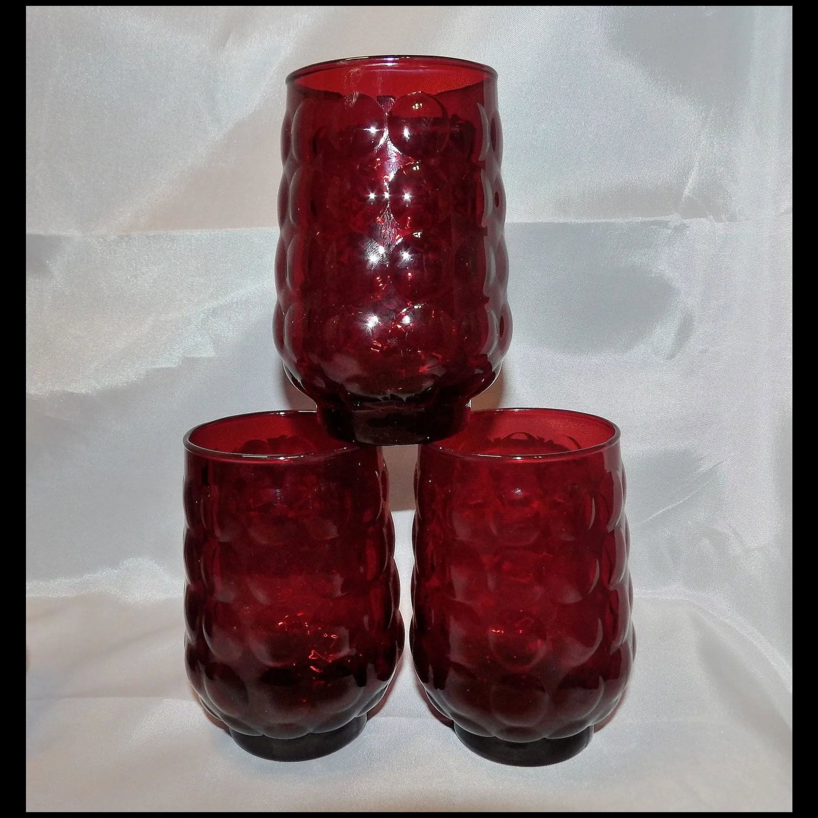Anchor Hocking Ruby Red Bubble Ice Tea Glasses - 4