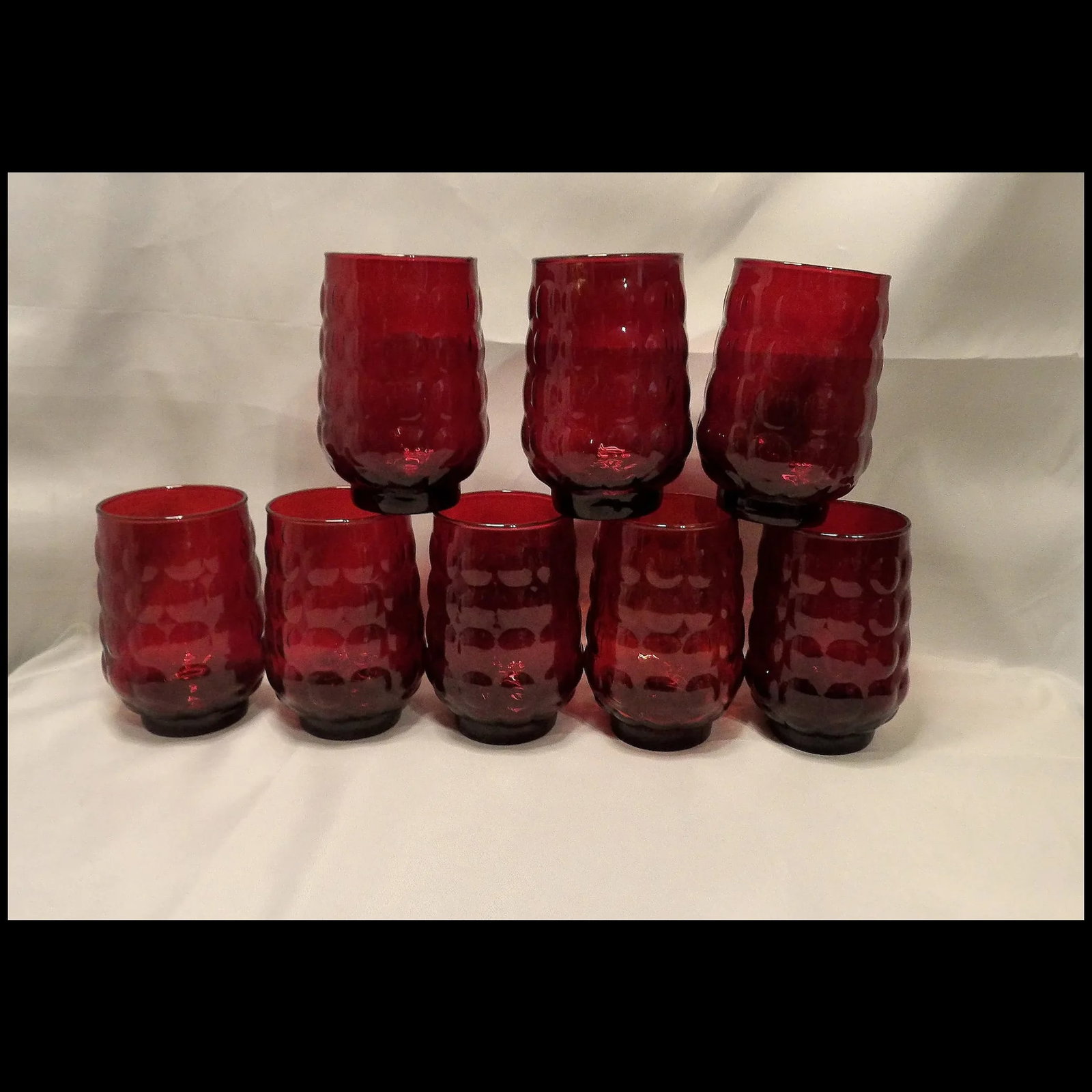 Anchor Hocking Ruby Red Bubble Ice Tea Glasses - 5