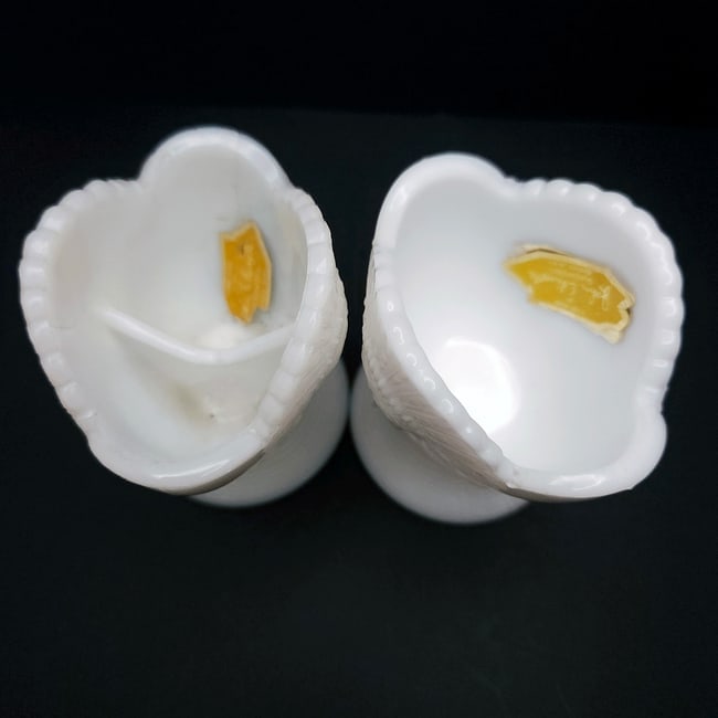 John Kemple Milk Glass Indigenous Indian Chief Toothpick Match Holder Set of 2 - 5