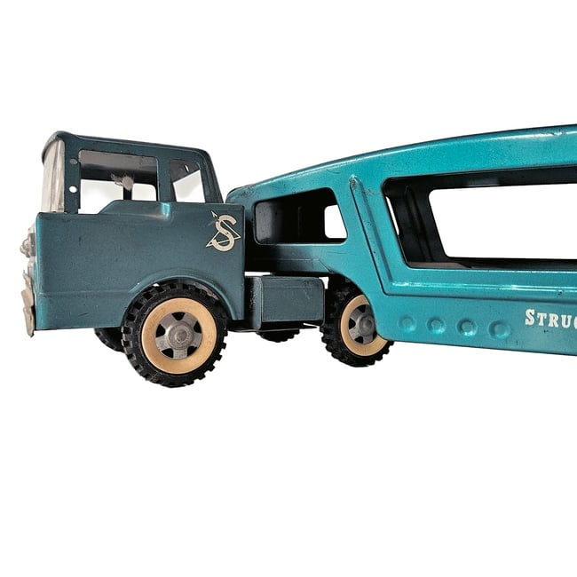 Vintage Structo Auto Haul Truck Car Carrier circa 1960's Metal Pressed Steel - 3