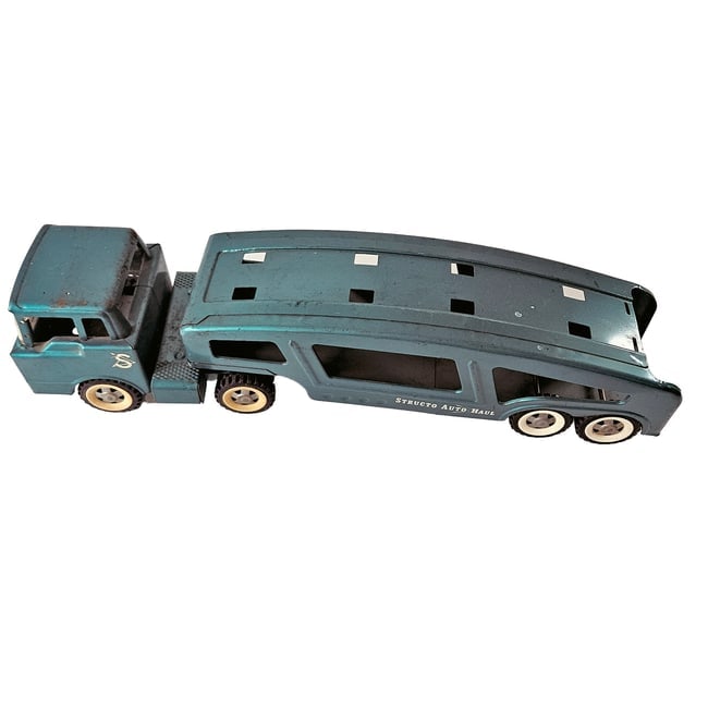 Vintage Structo Auto Haul Truck Car Carrier circa 1960's Metal Pressed Steel - 5