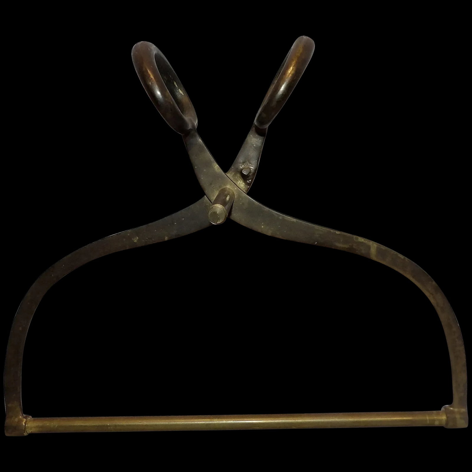 Vintage Brass Decorative Ice Block Tongs Towel Bar (1 of 6)