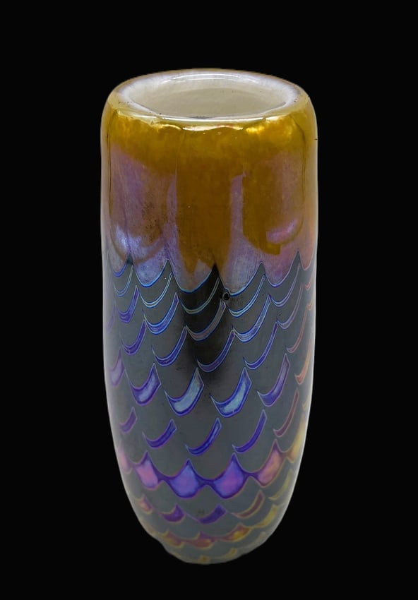 1988 FELLER STUDIOS STUDIO ART GLASS VASE ARTIST SIGNED HAND BLOWN BEAUTIFUL (1 of 8)