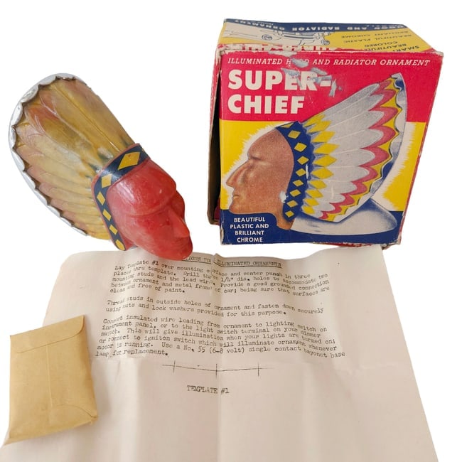 1950's Blackstone Super-Chief Lighted Hood and Radiator Ornament w Original Box - 2