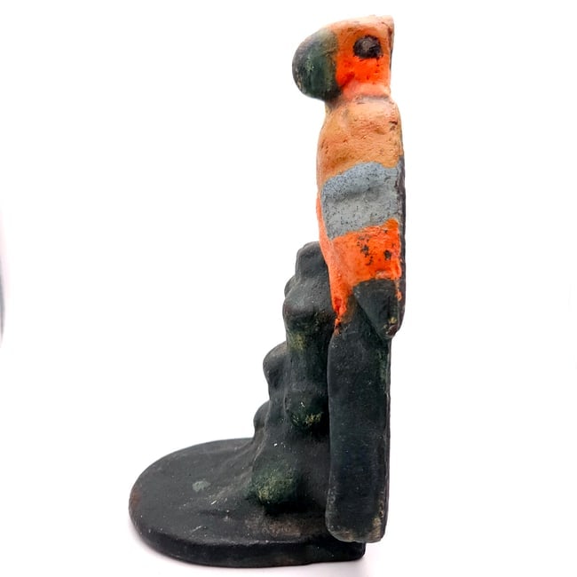 Parrots: Cast Iron Doorstop Bookend and Wood Carved Mirror (SIGNED) - 3