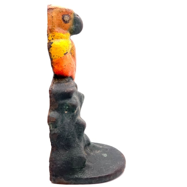 Parrots: Cast Iron Doorstop Bookend and Wood Carved Mirror (SIGNED) - 5