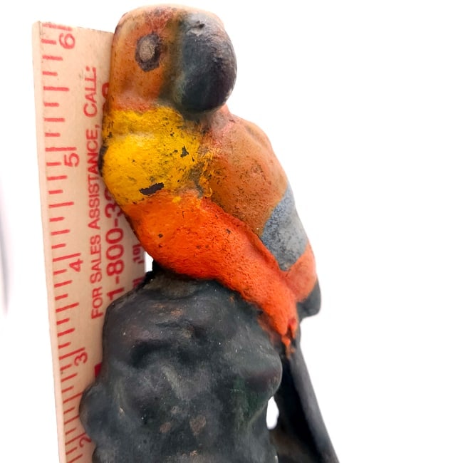 Parrots: Cast Iron Doorstop Bookend and Wood Carved Mirror (SIGNED) - 6